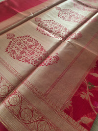 Red Banarasi weave in Jaal design