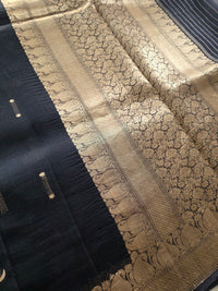 Pure Organza Chand butta weave in black & gold zari