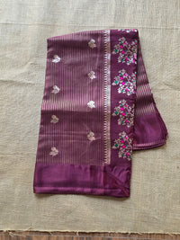 Burgandy Pure Banana Silk with Meenakari work