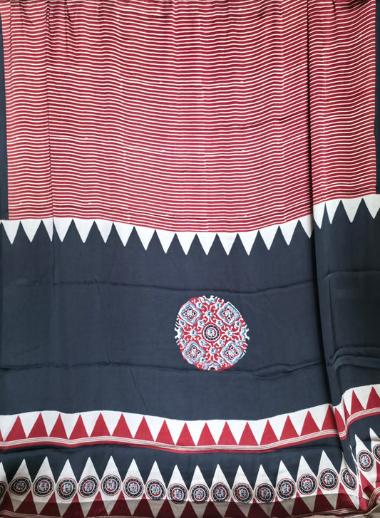 GJ000020 -Ajrakh Printed Silk Saree