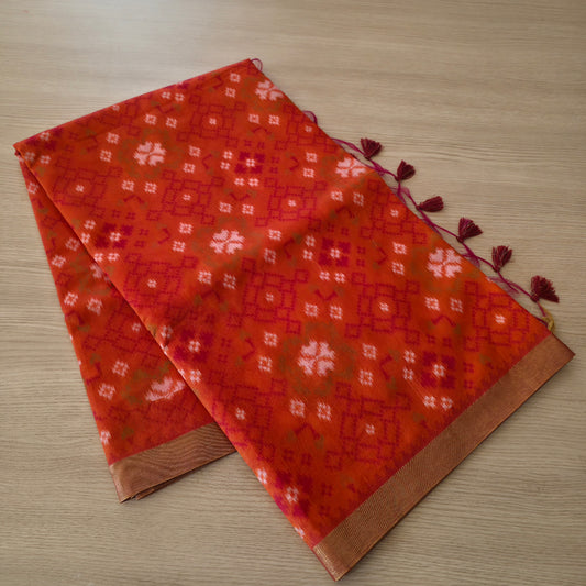 UP000219 Tussar silk with Patola design