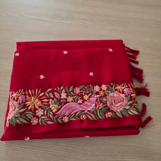 UP000230 Pure Tusser with Embroidery