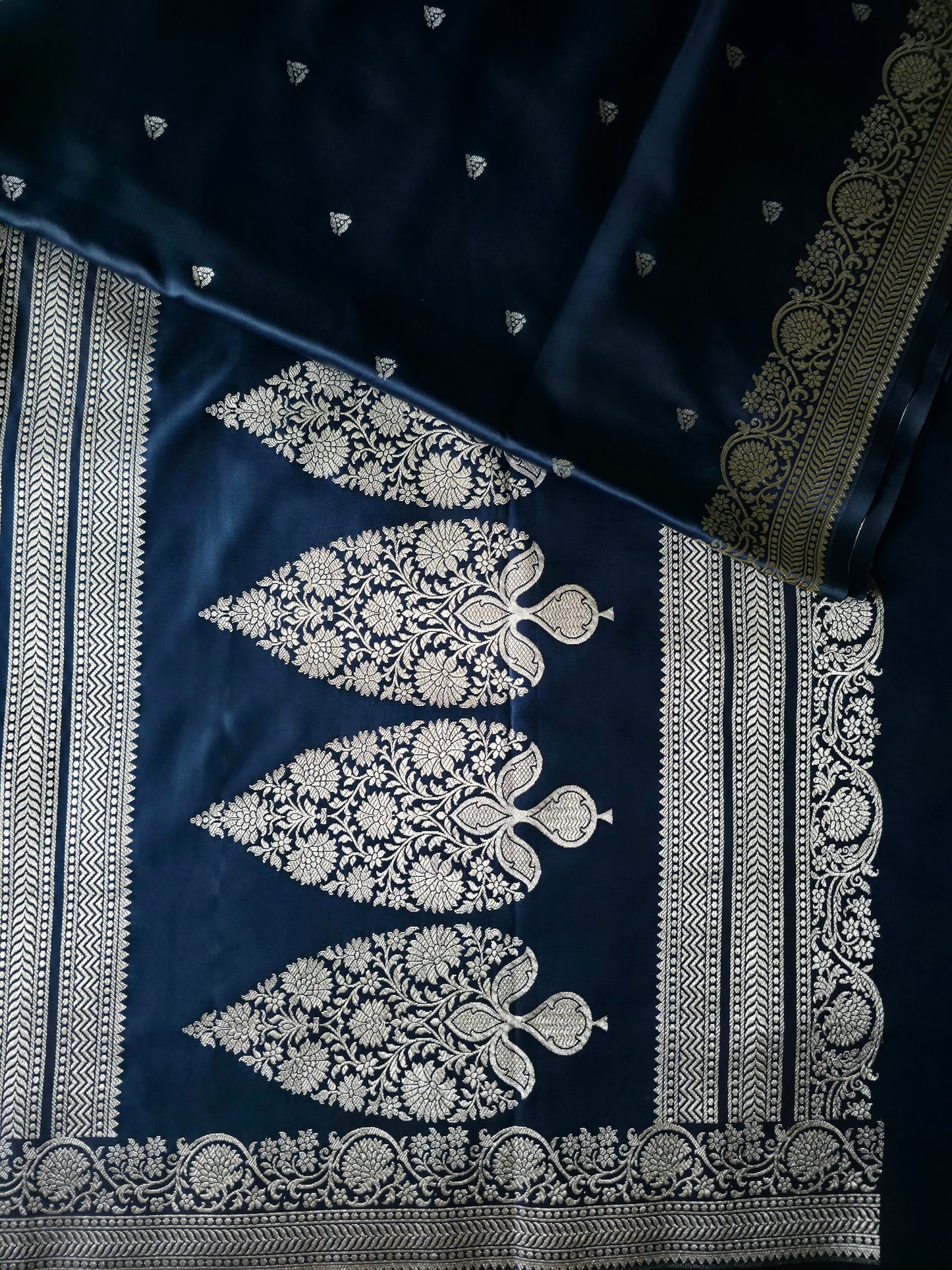 UP000031 - Banarasi Mashru Silk Dark Blue