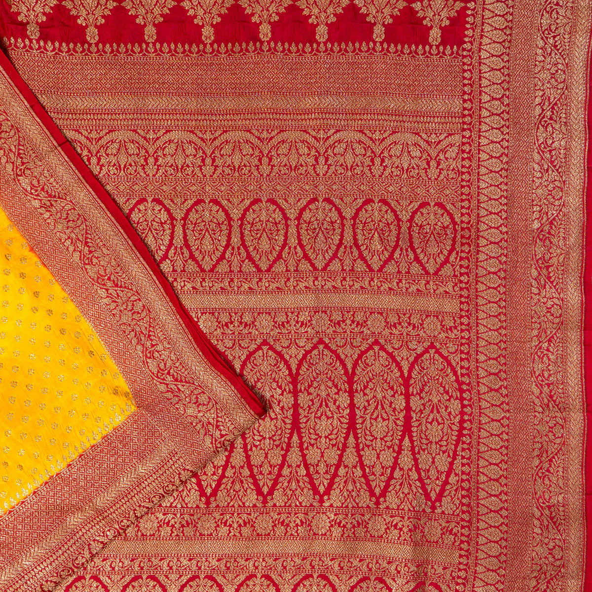 Why You Need This Contrast Saree in Your Closet: UP000078 - Banarasi Pure Katan / Khaddi Georgette Silk Saree