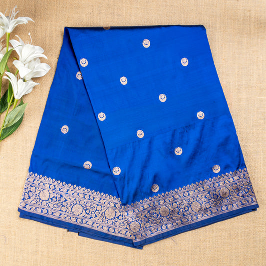 UP000007 - Banarasi Pure Silk -  Blue Katan