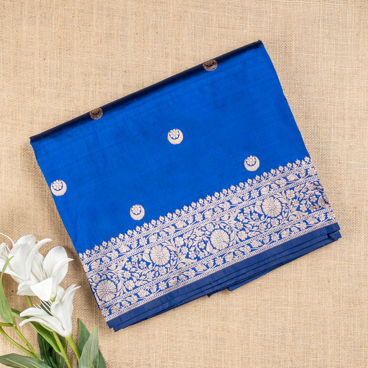 UP000007 - Banarasi Pure Silk -  Blue Katan