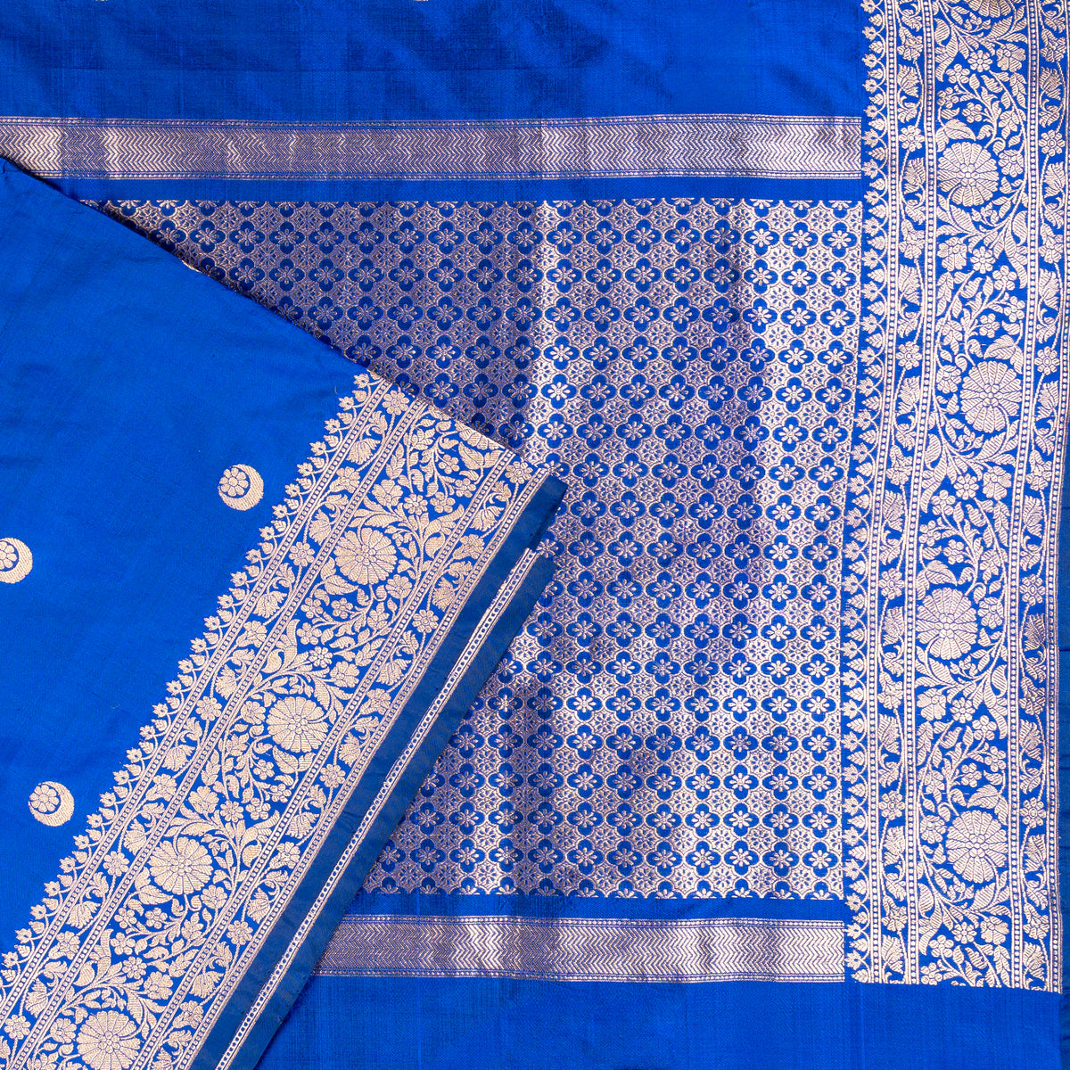 UP000007 - Banarasi Pure Silk -  Blue Katan