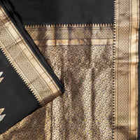 UP000008 - Black & Gold Banarasi Pure Silk - Katan Silk