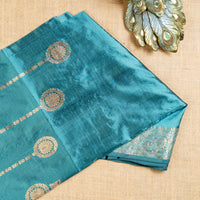 UP000010 - Turquoise Blue Banarasi Pure Silk - Katan Silk