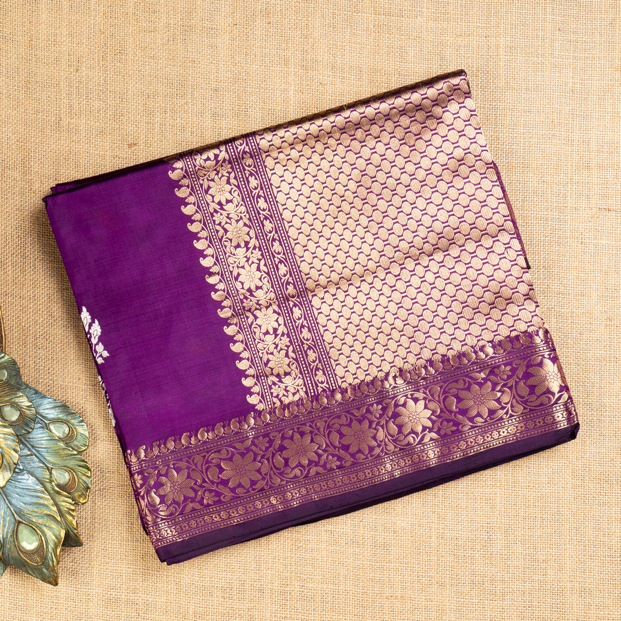 UP000016 - Purple Banarasi Pure Silk - Katan Silk