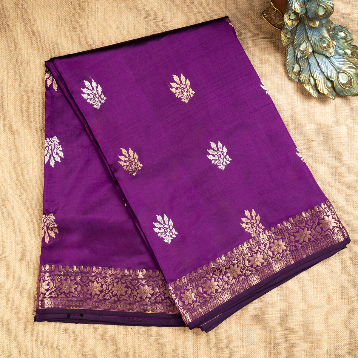 UP000016 - Purple Banarasi Pure Silk - Katan Silk