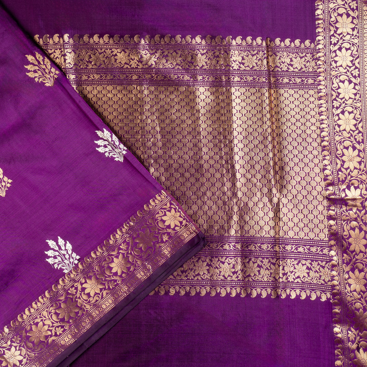 UP000016 - Purple Banarasi Pure Silk - Katan Silk