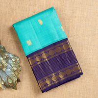 TN000035 - Aqua Blue Korvai Kanjivaram Pure Silk