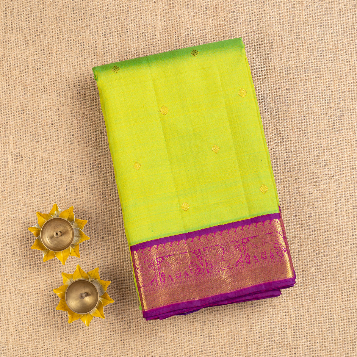 TN000032 - Neon Green Korvai Kanjivaram Pure Silk