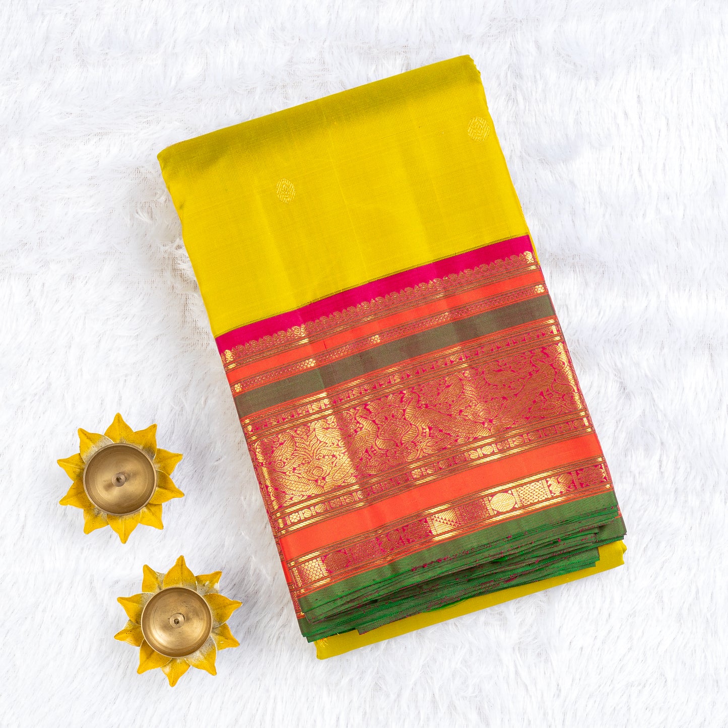 TN000030 - Neon Green Kanjivaram Pure Silk