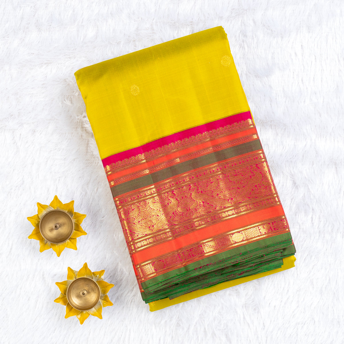 TN000030 - Neon Green Kanjivaram Pure Silk