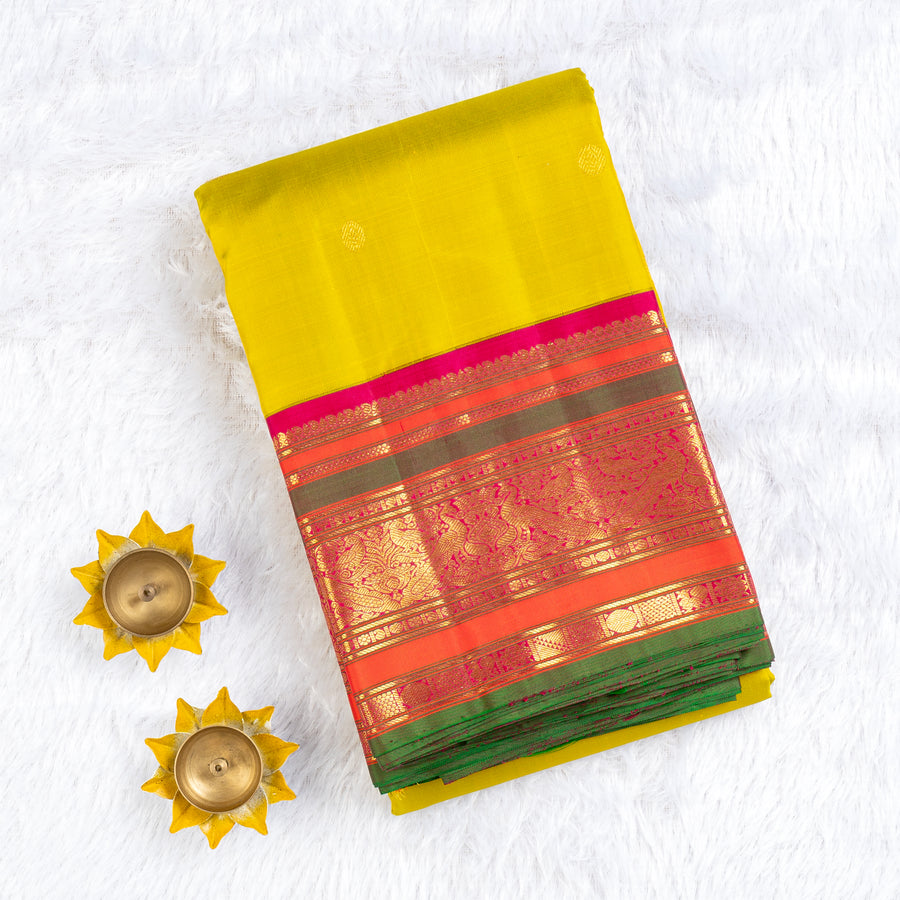 TN000030 - Neon Green Kanjivaram Pure Silk