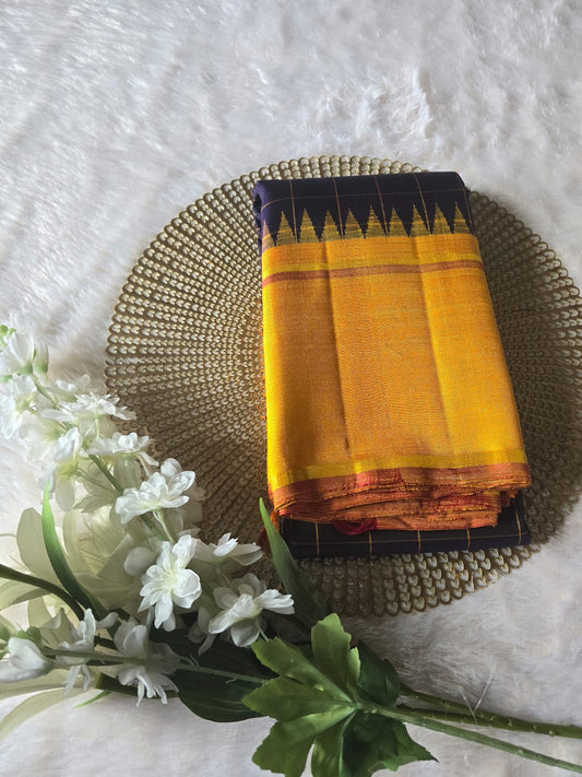 TN000025 - Deep navy Blue  Kanchipuram Korvai  Pure Silk