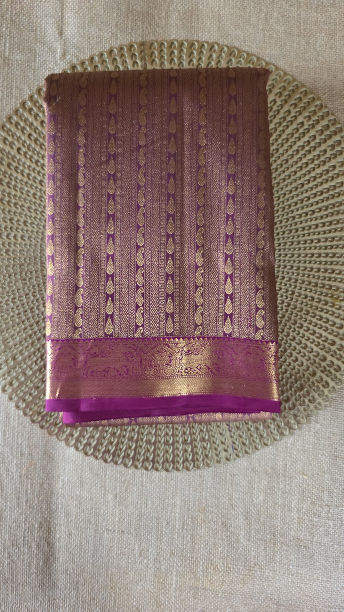 TN000029 - Aubergine Bridal Kanjivaram Pure Silk Saree