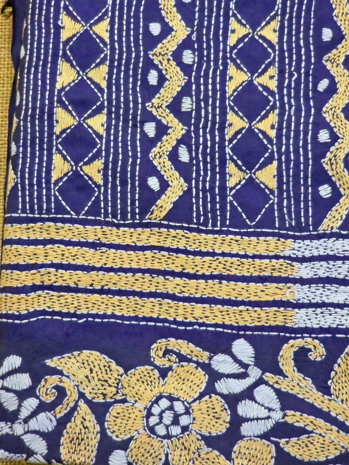 WB000001 - Pure Silk (Kantha Stitch) Blue