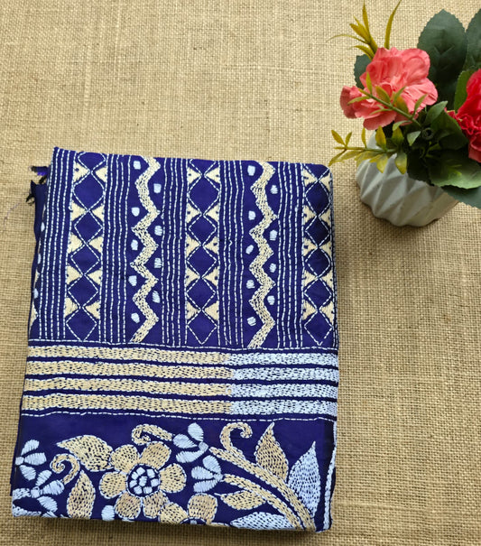WB000001 - Pure Silk (Kantha Stitch) Blue