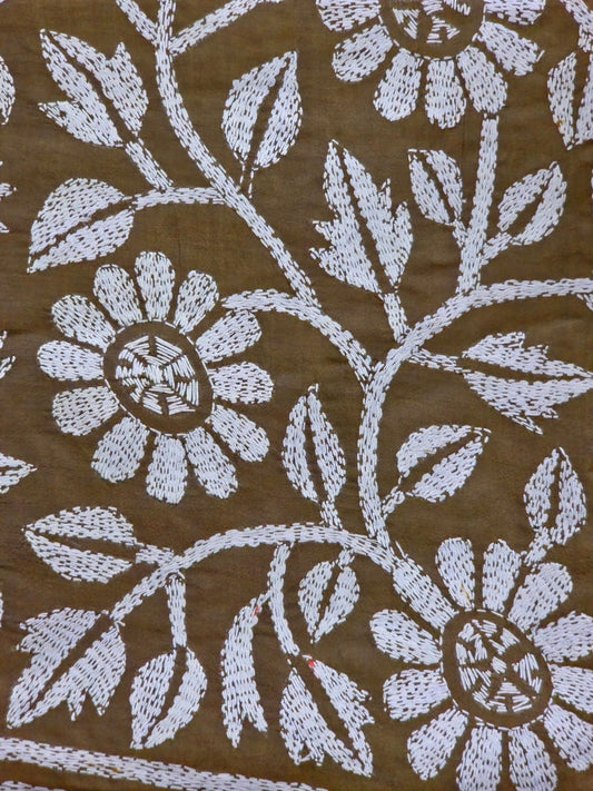 WB000002 - Pure Silk (Kantha Stitch) Mehandi Green