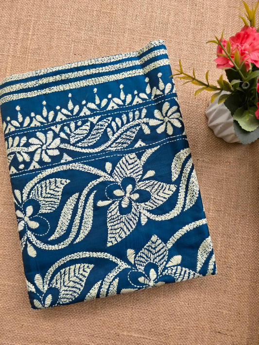 WB000003 - Pure Silk (Kantha Stitch) Teal Blue
