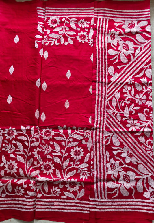 WB000004 - Pure Silk(Kantha Stitch) Red