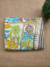 WB000005 - Pure Silk (Kantha Stitch) White