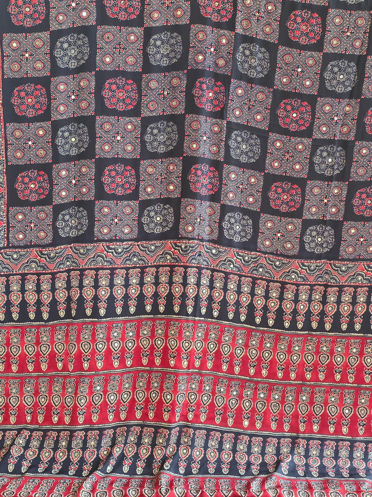 Blue Ajrakh with mirror work