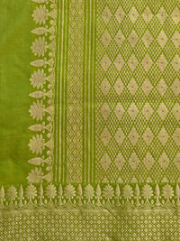 UP000015 - Mehendi Green Banarasi Pure Silk - Katan Silk