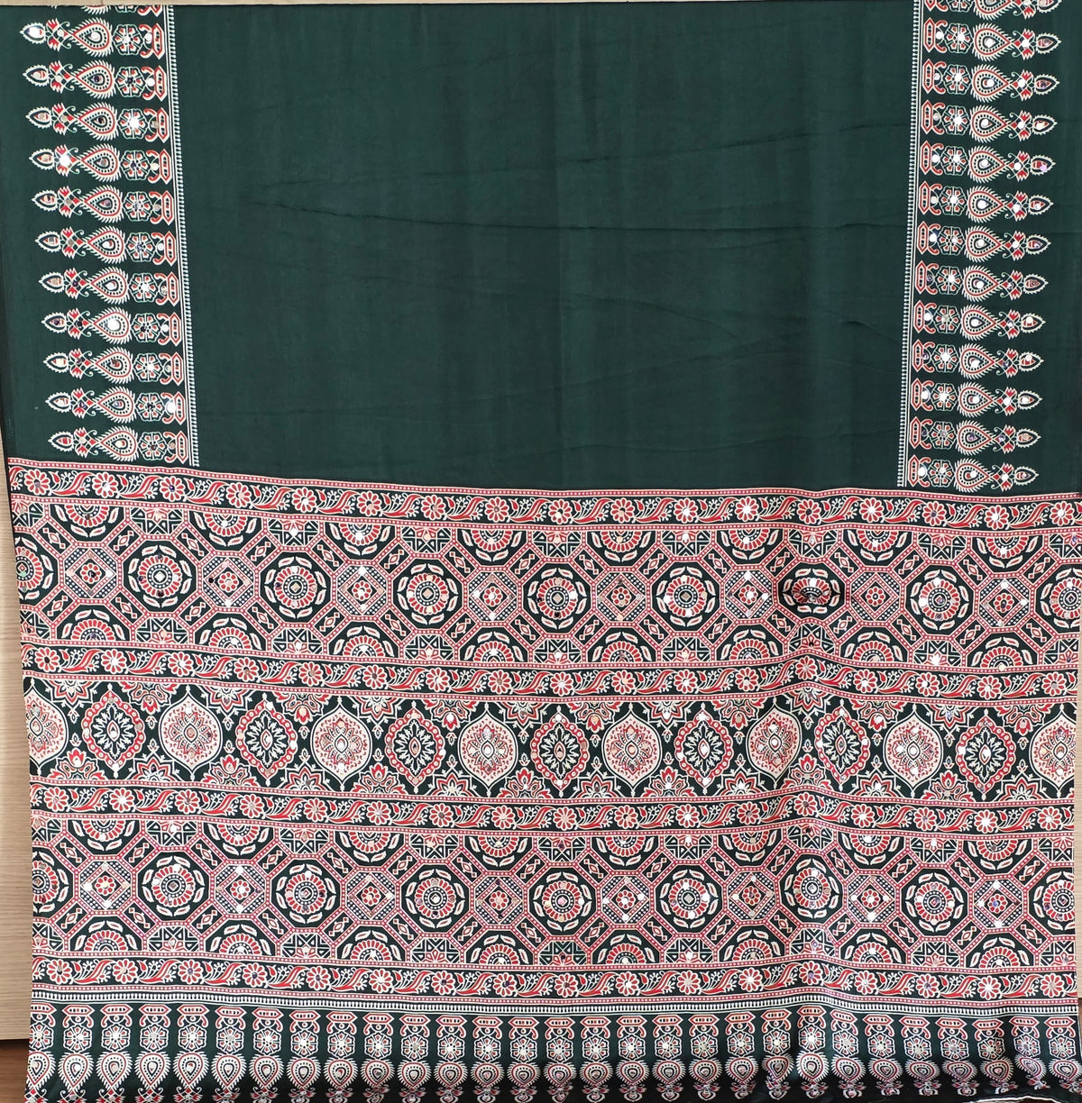 JD000531 Ajrakh mirror chiffon aran work