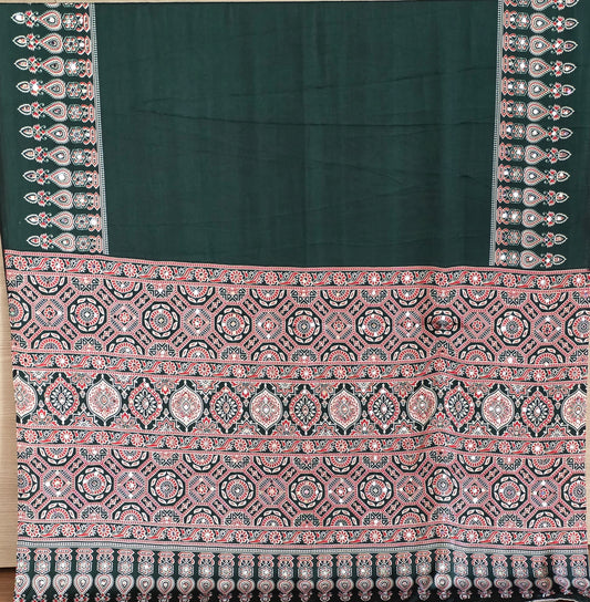 JD000531 Ajrakh mirror chiffon aran work