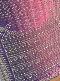 Georgette Saree with Real Mirror & Cutdana Work in  Pink n Purple contrast