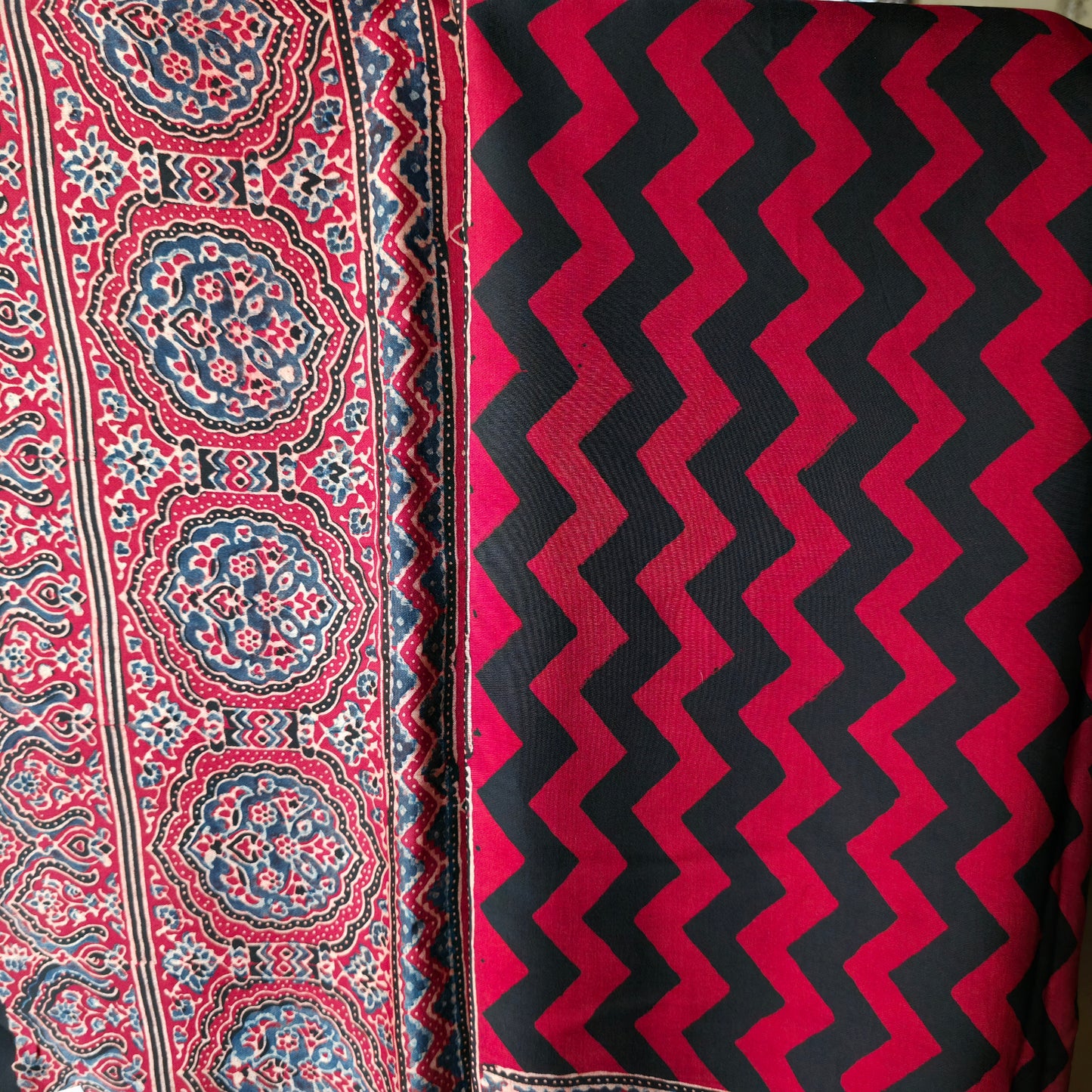 WB00027 Ajrakh Handblock Printed Saree