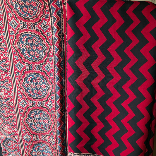 WB00027 Ajrakh Handblock Printed Saree