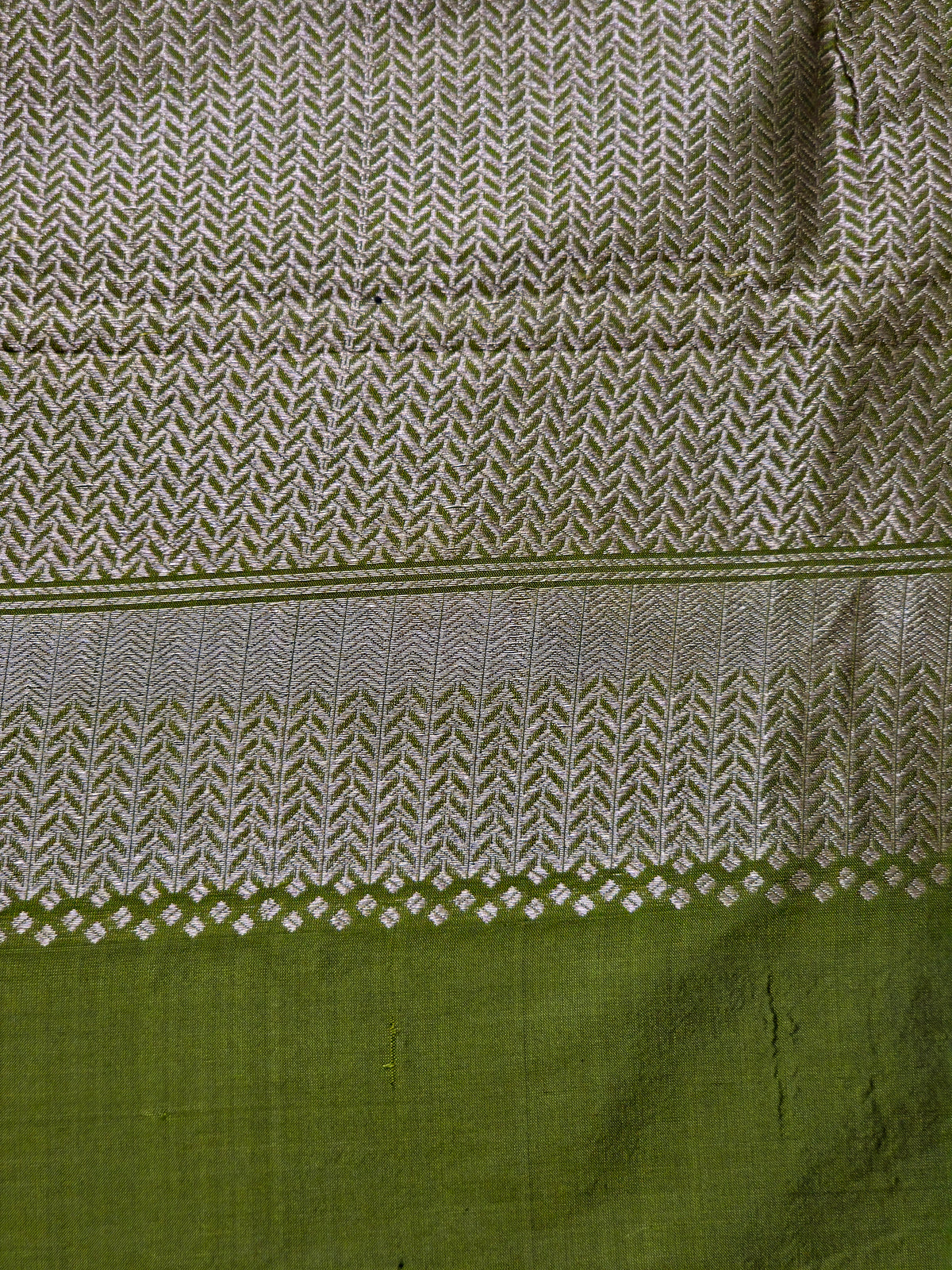 UP000012 - Olive Green Banarasi Pure Silk - Katan Silk