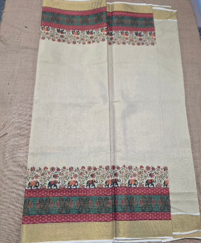 KL000112 Kerala Saree Elephant design