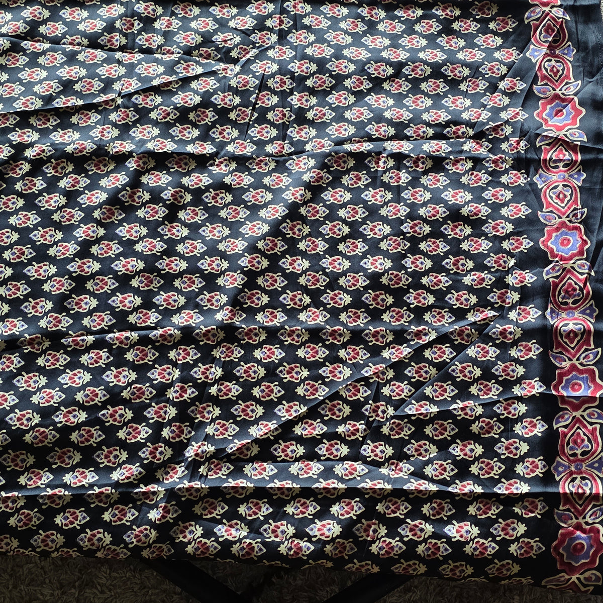 GJ00018 - Ajrakh Printed Silk Saree