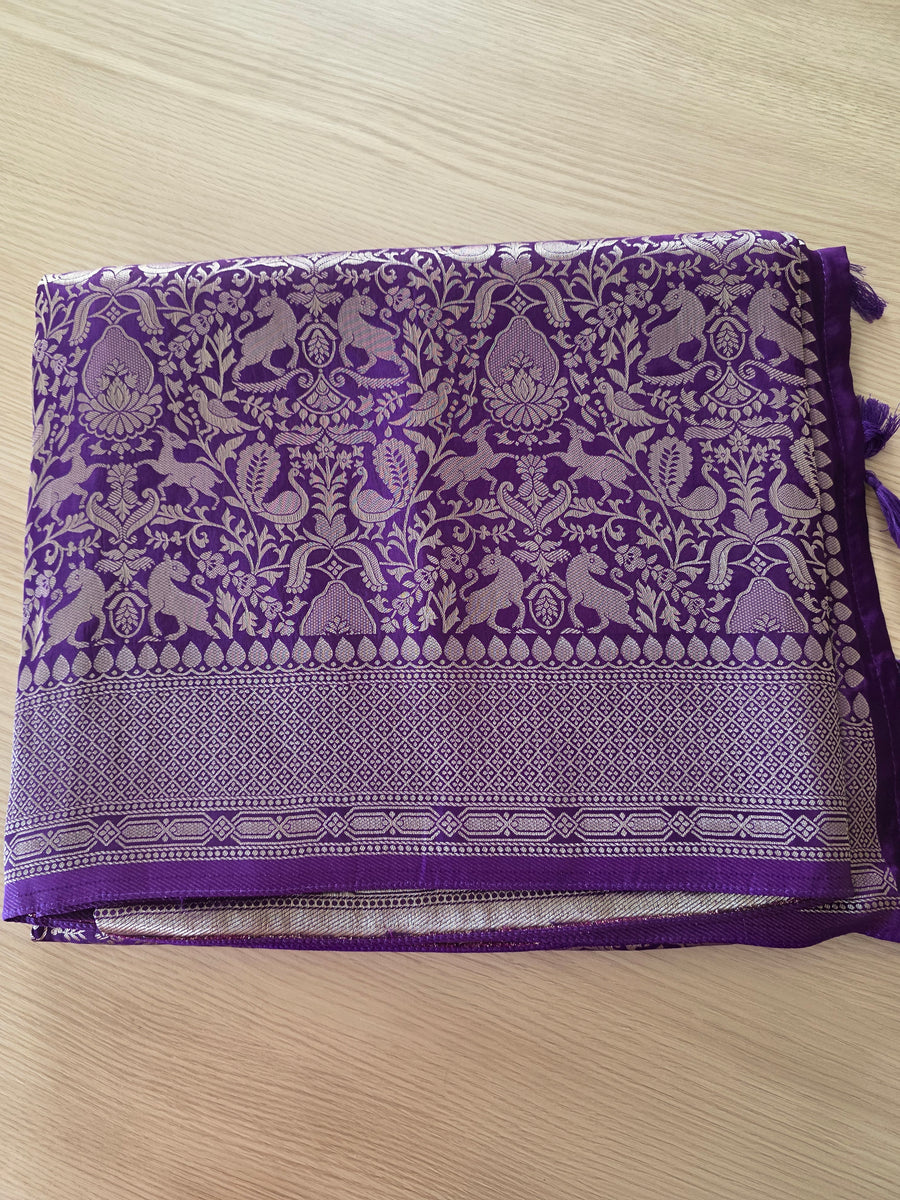 Purple Banarasi Shikargah weave