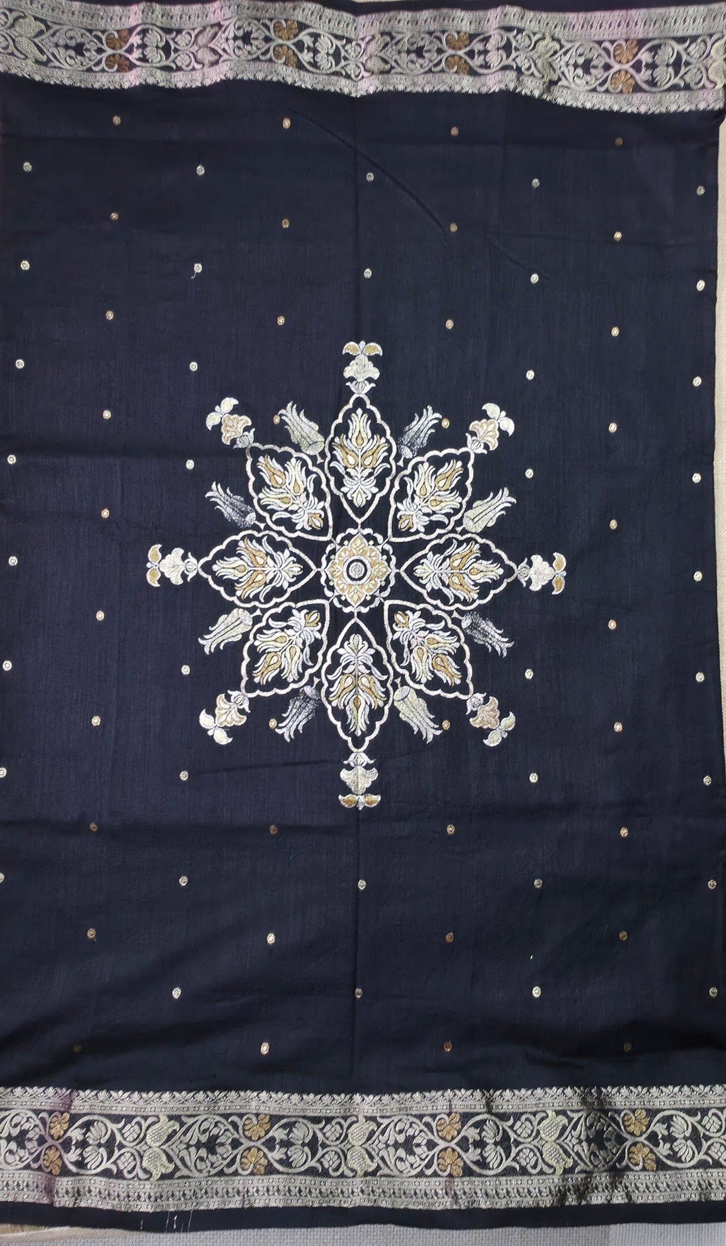 UP000146 - Banarasi Semi Silk Black with Meenakari