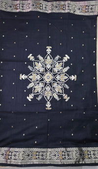 UP000146 - Banarasi Semi Silk Black with Meenakari