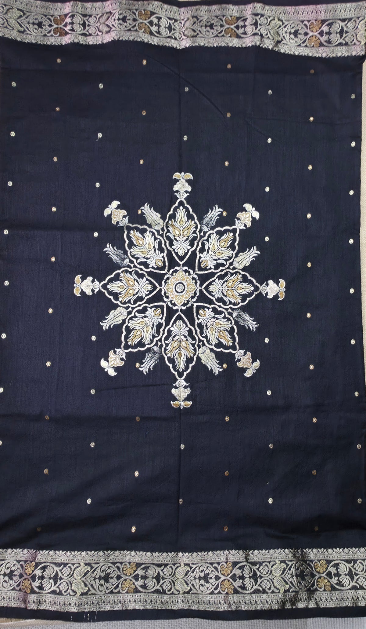 UP000146 - Banarasi Semi Silk Black with Meenakari