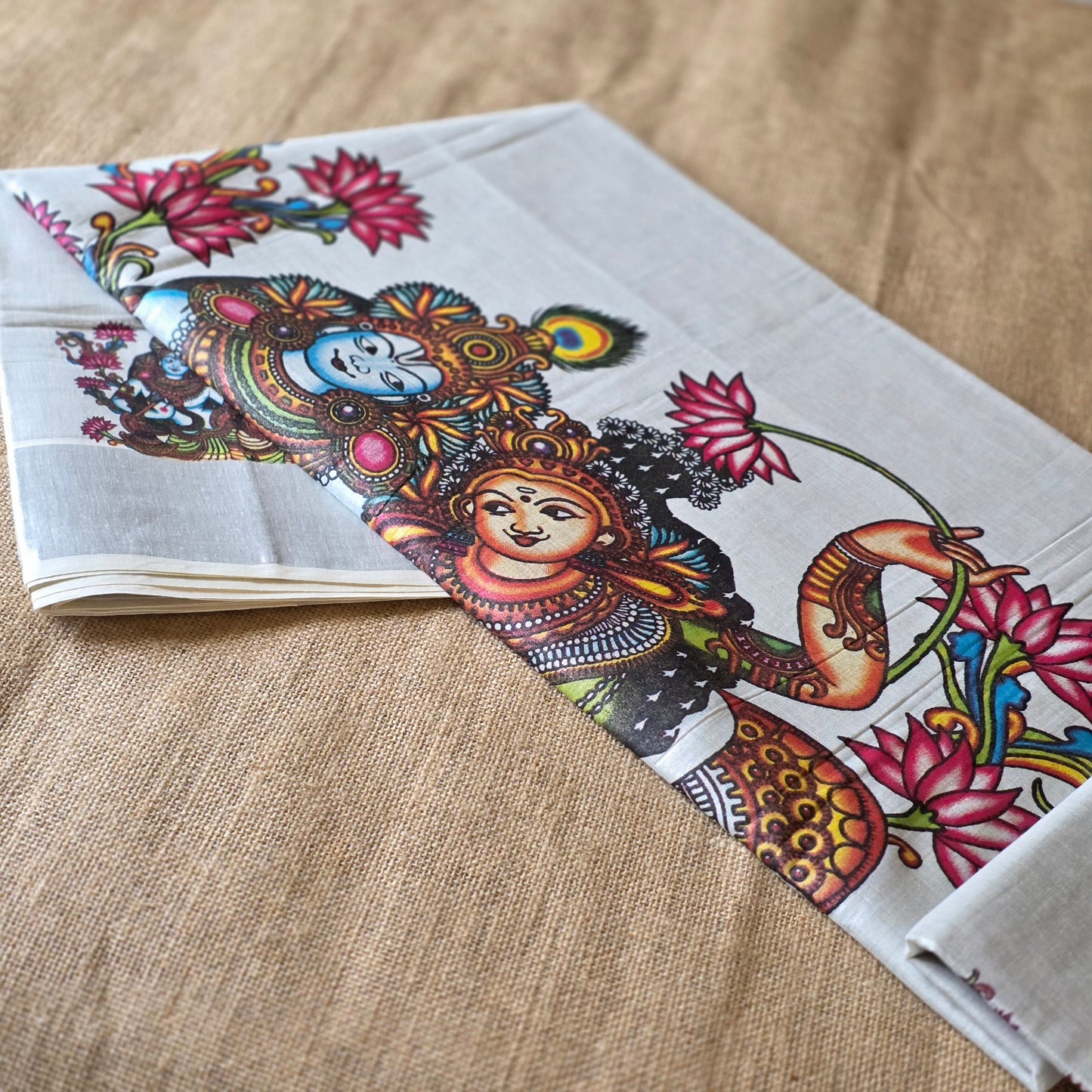 KL00035 - Kerala Tissue with Radha Krishna Mural Painting