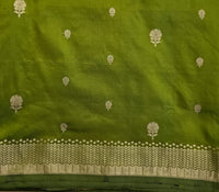 UP000012 - Olive Green Banarasi Pure Silk - Katan Silk