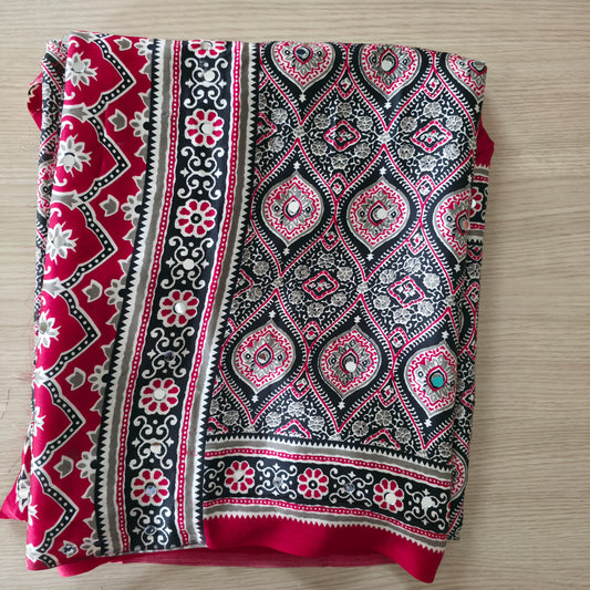 JD000126 Pure Modal Ajrakh Red/Black
