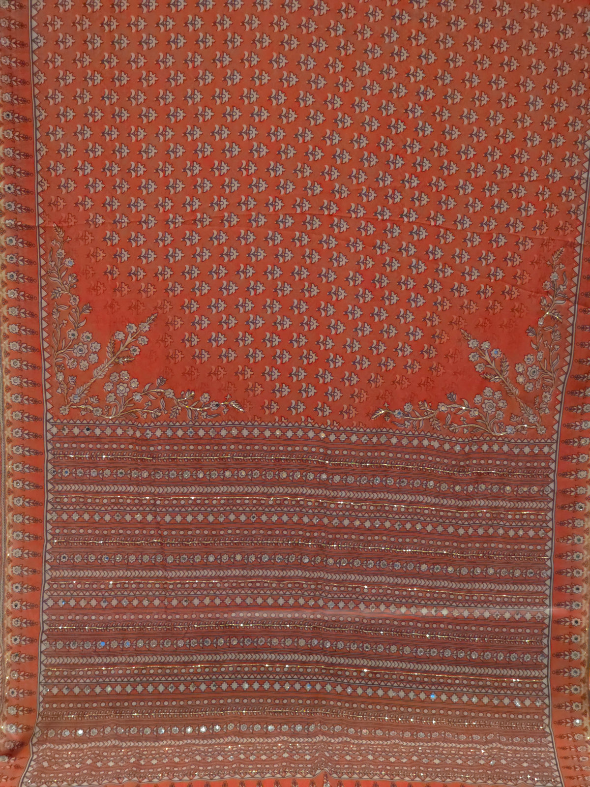 Soft Georgette with Mirror work and hand cutdana
