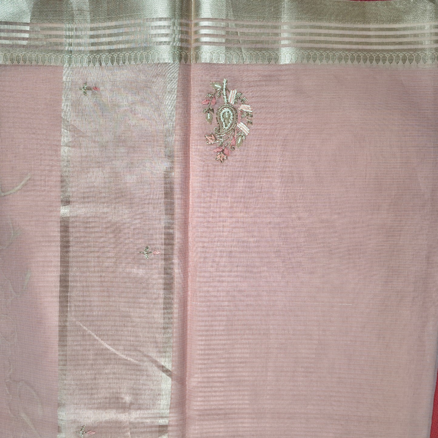 UP000162 - Banarasi Semi Kora Silk Buti Handwork
