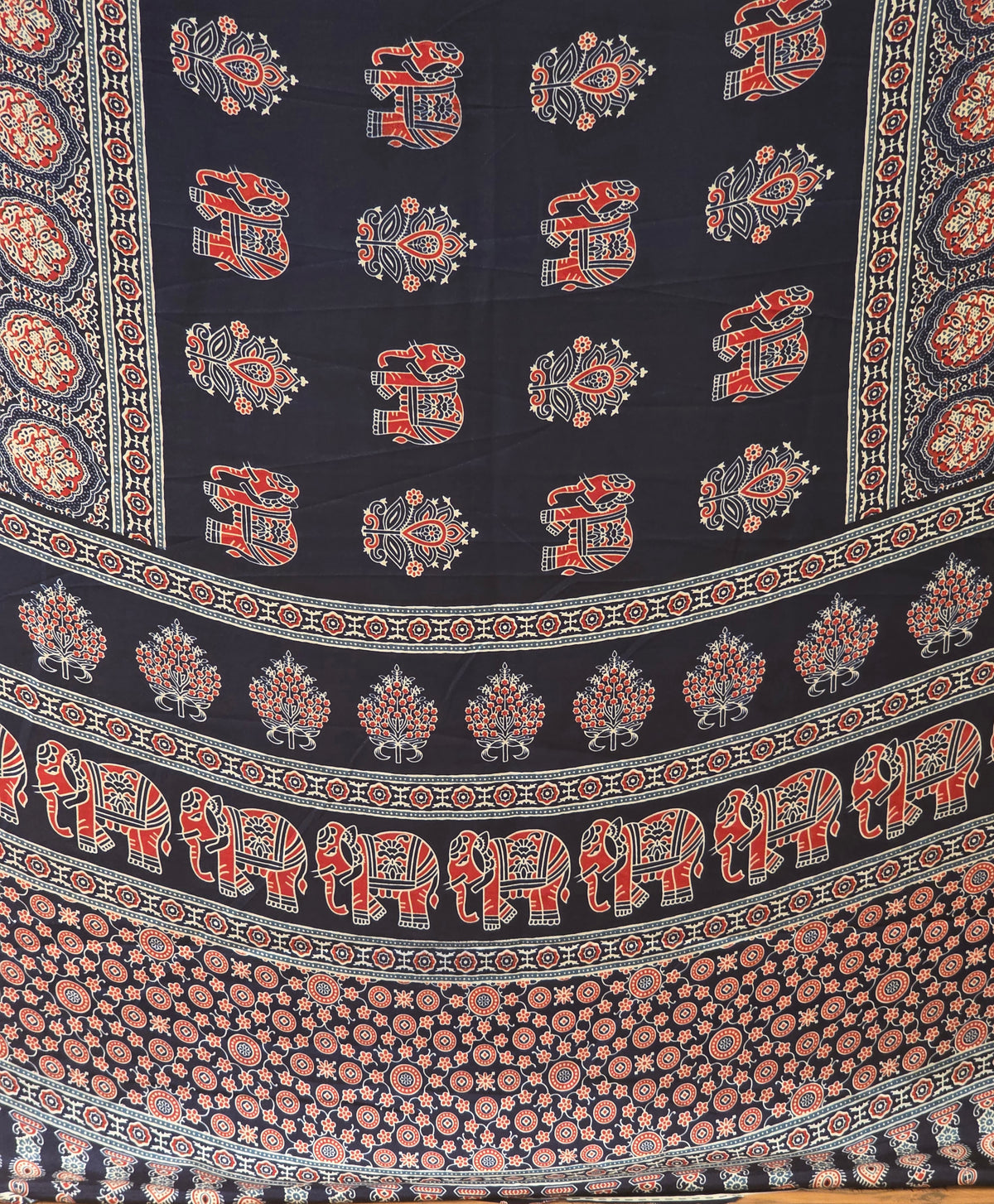 JD000424 Modal Ajrakh Blue with Elephsnt design