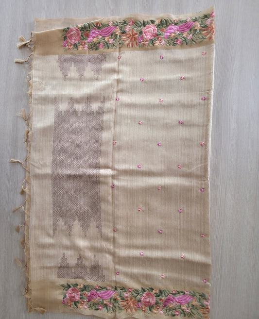 UP000228 Tussar with thread embroidery